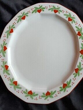 Porsgrund Hearts & Pines  Bread Butter Dessert 6 7/8" Plate Norway Christmas